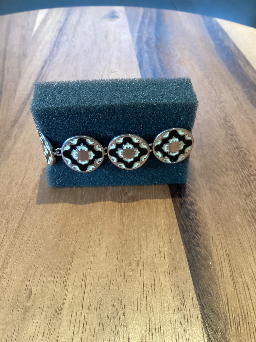 White House Black Market bracelet enamel links  w silver tone